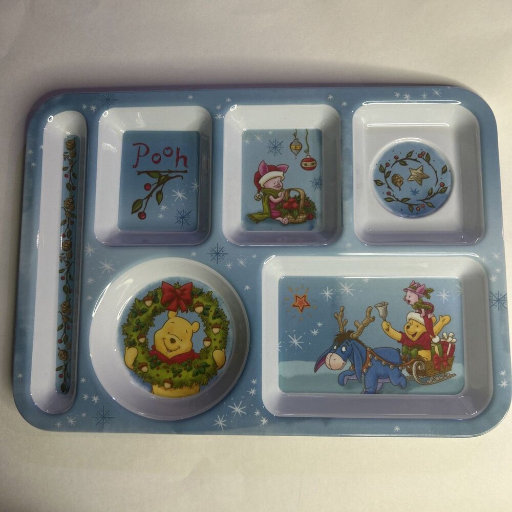 JCPenney DIsney Christmas Pooh, Piglet, Eeyore Melamine Tray